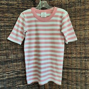 Hanna Andersson 100% Organic Cotton Striped Pajama Shirt Kids 14 160 Pink White